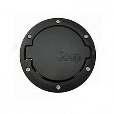 Black Powder Coated Aluminum Gas Fuel Tank Cap Cover w/ Jeep logo